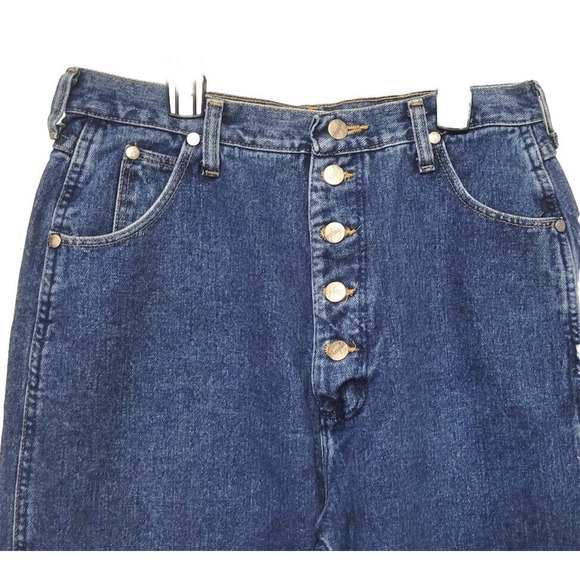 Vintage Wrangler Button Fly High Rise Mom Jeans Womens Size 13/14 Western Denim - Picture 3 of 11